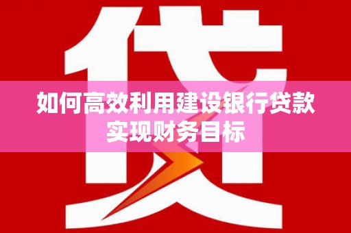 番路如何高效利用建设银行贷款实现财务目标