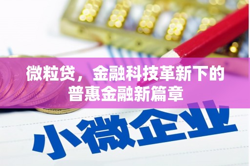 番路微粒贷，金融科技革新下的普惠金融新篇章