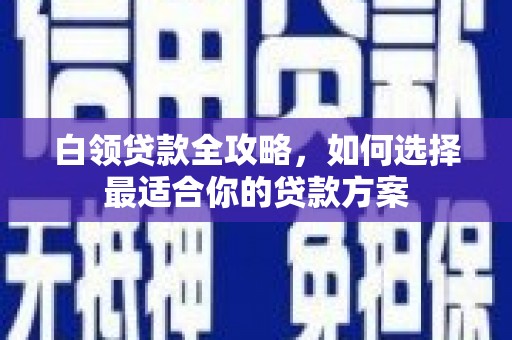 番路白领贷款全攻略，如何选择最适合你的贷款方案